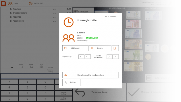 uren bijhouden personeel kassasysteem