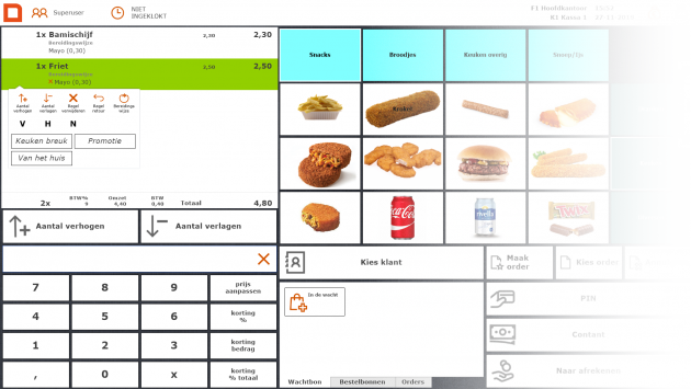 Kassasysteem MplusKASSA | Snackbar
